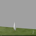White Teardrop Shaped Outdoor Light Illuminating Green Grass And White Wall