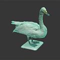 White Swan Taxidermy Bird Specimen Display on White Base Against Gray Background
