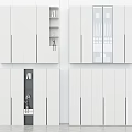 Modern White Wardrobe Design With Multiple Cabinets And Glass Door Sections 3d model