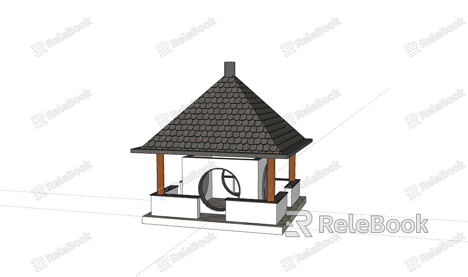 Chinese Style Pavilion Landscape Entrance Gate Pavilion Bell Tower Temple model