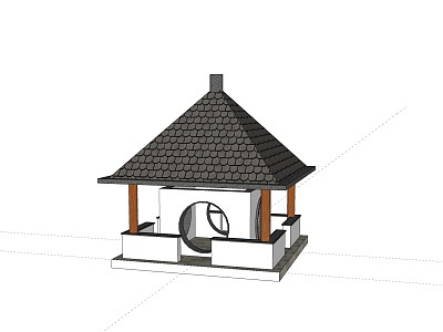 Chinese Style Pavilion Landscape Entrance Gate Pavilion Bell Tower Temple model