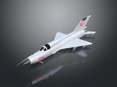 Detailed White Model Airplane With Red Star On Tail And Number 1043 On Fuselage 3d model