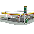 Modern Gas Station With Multiple Fuel Pumps Canopy And Vehicle Refueling