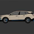 Modern Cream SUV With Black Roof Sleek Exterior And Blue Accents