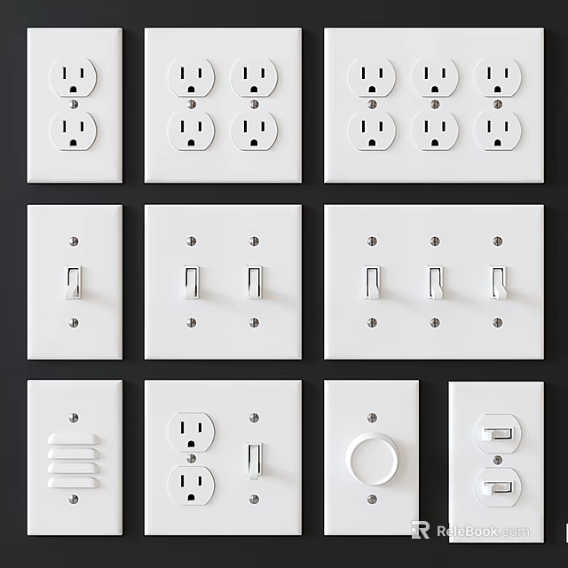 Various Electrical Outlets And Light Switches Wall Plates For Daily Use 3d model 