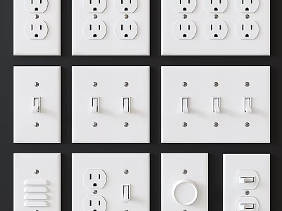 Various Electrical Outlets And Light Switches Wall Plates For Daily Use 3d model