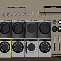 Modern Washing Machine Models with Accessories and Hanging Racks 3d model