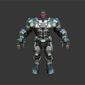 Game And Movie Character Hulk In Blue And Silver Armored Suit With Muscular Build