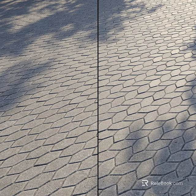 Hexagonal Pattern Paved Ground Surface With Interlocking Stones And Natural Shadows 3d model 