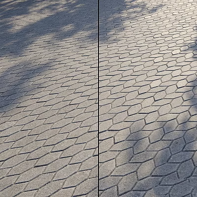 Hexagonal Pattern Paved Ground Surface With Interlocking Stones And Natural Shadows 3d model