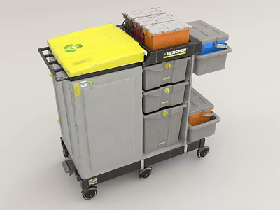 Hardware Tools Mobile Storage Cart With Multiple Drawers And Colored Bins On Wheels 3d model