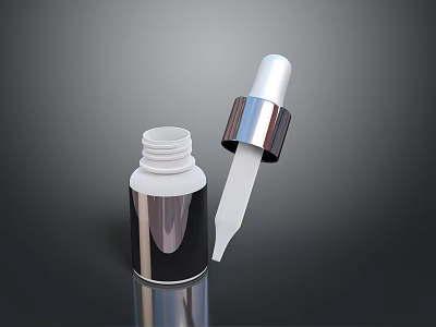 Shiny White And Silver Essential Oil Dropper Bottle With Refillable Design 3d model