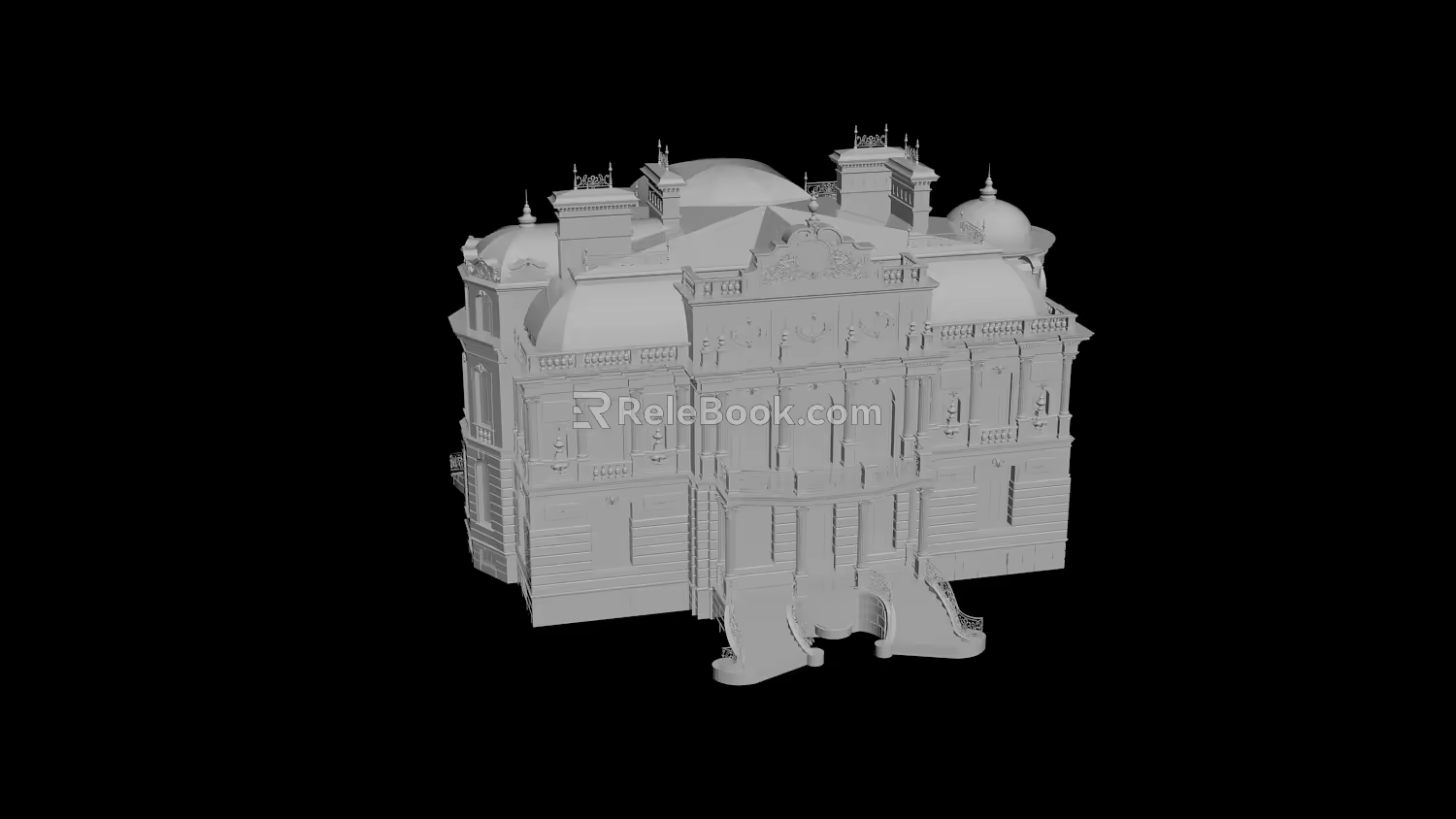 European style castle ancient building 3d model