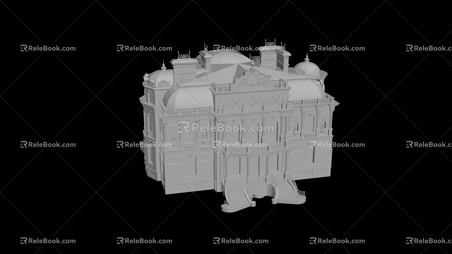 European style castle ancient building 3d model