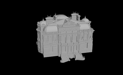 European style castle ancient building 3d model