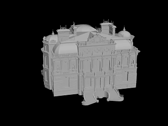 European style castle ancient building 3d model