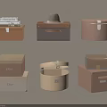 Stylish Ornamental Decor Set With Various Shaped Storage Boxes In Neutral Tones