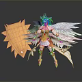 Elegant Gold And White Female Costume With White Wings Shield And Sword Accessory