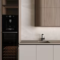 Modern Sleek Kitchen Interior With Light Wood And White Cabinets Sink And Countertop
