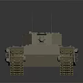 Light Colored Military Tank Model With Detailed Turret Cannon And Tracks On Dark Reflective Background