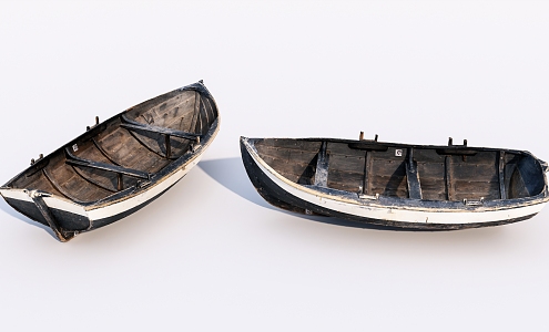 Old wooden boat Modern boat 3d model