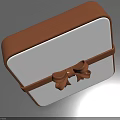 Delicious Food Gift Box Square White Surface With Brown Ribbon Bow On Blue Background