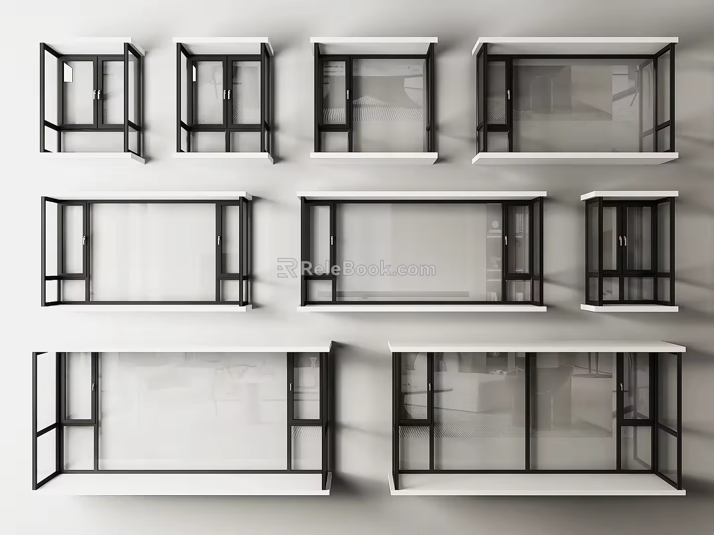 windows bay windows casement windows floor-to-ceiling windows balcony windows 3d model