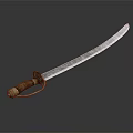 Traditional Warrior Sword With Brown Wrapped Handle And Creature Decorative Design 3d model