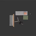 Indoor Storage Area Scene With Brown Frame Window Curtains Black Metal Cart Green Filing Cabinet And Silver Desk Lamp