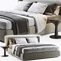 Modern Double Bed Interior Design With Soft Pillows Cozy Blanket And Nightstand