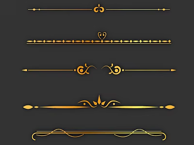Elegant Golden Carvings Decorative Strips With Various Ornate Patterns And Artistic Curves 3d model