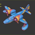 Toy Passenger Plane With Blue Yellow Red Design Twin Propellers And Floats