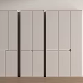 Three White Storage Cabinets with Multiple Doors Against White Wall on Wooden Floor