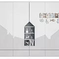 Playful Decorative Wardrobe Design With House Shaped Shelves Cloud Star Patterns And Arch Storage