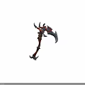 Battle Axe With Curved Metal Blade Red Wrapped Handle And Spiked Design