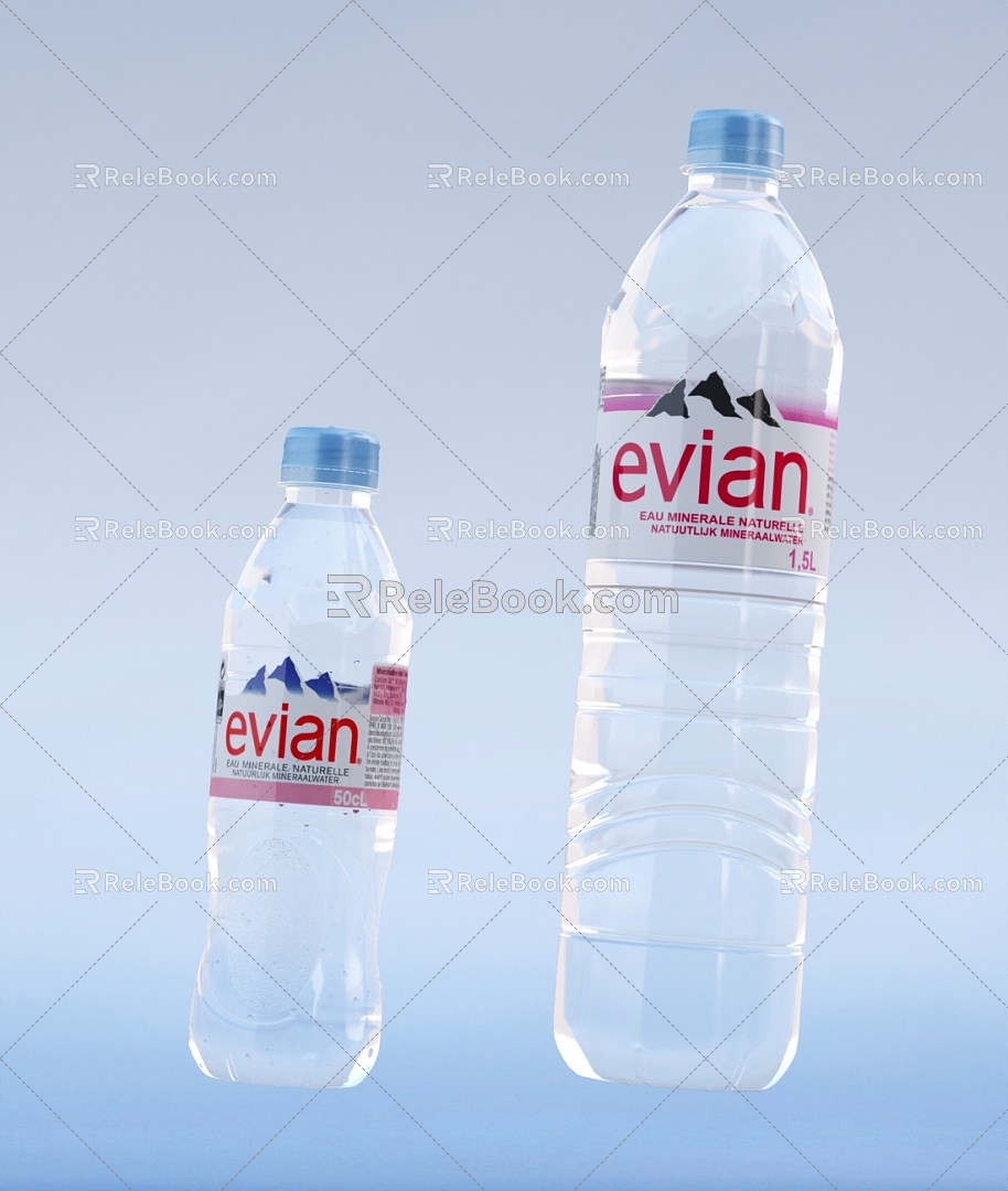 Evian Bottled Water Mineral Water Drink Plastic Bottle Mineral Water Bottle Water Bottle 3d model