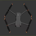 Gray Body Drone with Four Propellers Orange Tips and Camera 3d model