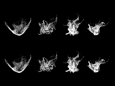 Garden Ornaments Featuring White Water Splash Abstract Dot Line Design In Minimalist Style 3d model