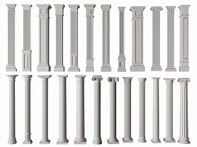 Various Roman Columns With Classical Architectural Designs And Decorative Details 3d model