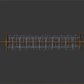 Defensive Weapon Structure With Orange Support Frames And White Spiral Wires