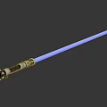 Blue Glowing Lightsaber Weapon With Metallic Hilt And Reflective Blade On Black Background