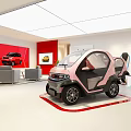 HUAZI Fashion Aesthetics Storefront With Black Facade Glass Doors Red Interior And Clothing Displays