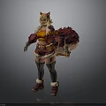 3D Character Model With Fox Ears Orange Outfit Red Tail And Boots