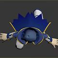 Game Anime Character with Blue Hair Blue and White Outfit Yellow Accents and White Boots