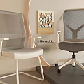 Modern Office Chairs with Mesh Backrests Different Designs Fixed and Swivel Wheel Bases 3d model