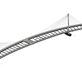 Cable Stayed Bridge With Curved Design And Suspension Cables Structural View 3d model
