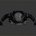 Futuristic Sci Fi Character in Tech Outfit with Helmet Red Goggles Gray Uniform Gloves and Boots