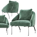 Comfortable Green Velvet Accent Chair With Plush Cushion And Modern Metal Legs