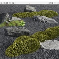 Courtyard landscape stone moss micro-terrain courtyard sketch landscape landscaping 3d model