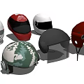 Various Colored Helmets With Different Designs Including Earth Pattern And Red White Black Styles